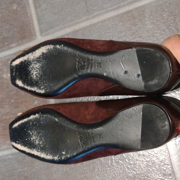 Roger Vivier burgundy patent cap toe suede buckle logo ballet flats size 36 - Picture 9 of 15